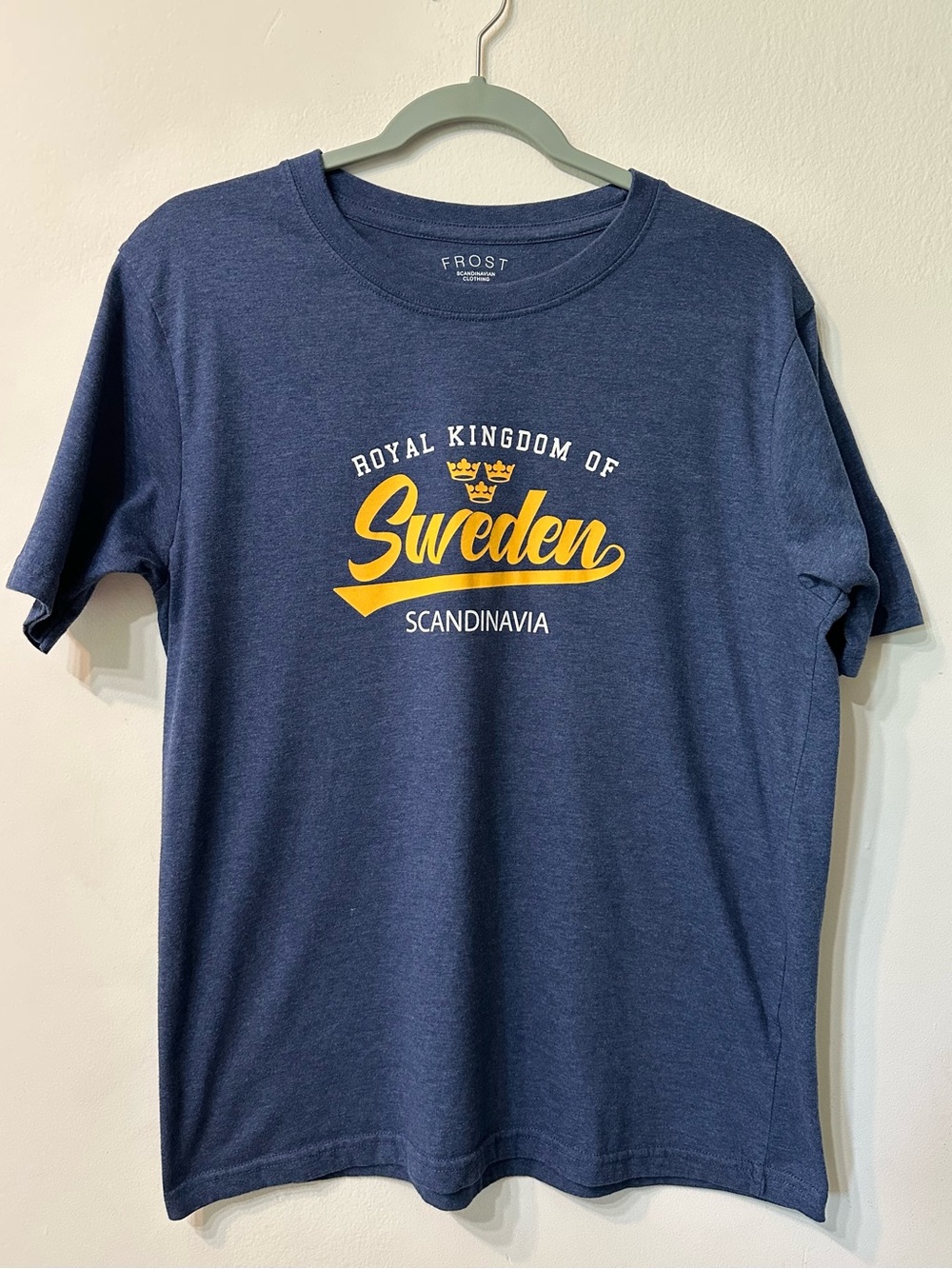 Frost Scandinavian Clothing Sweden Graphic T Shirt Mens L Blue Heathered Tee